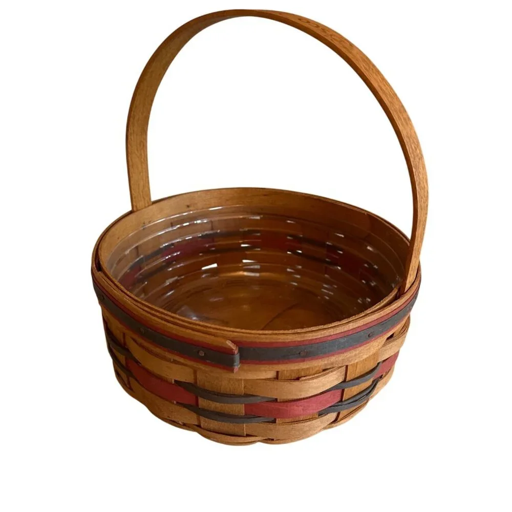 Longaberger Criso Collab Handwoven Pie Basket w/ Handle 1992 Collectible Vintage